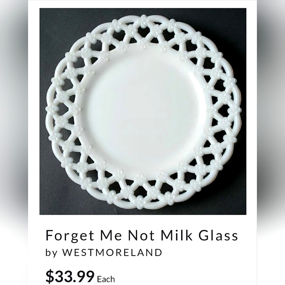 Vntg "Forget Me Not" 8 1/2" Milk Glass Plate by Westmoreland